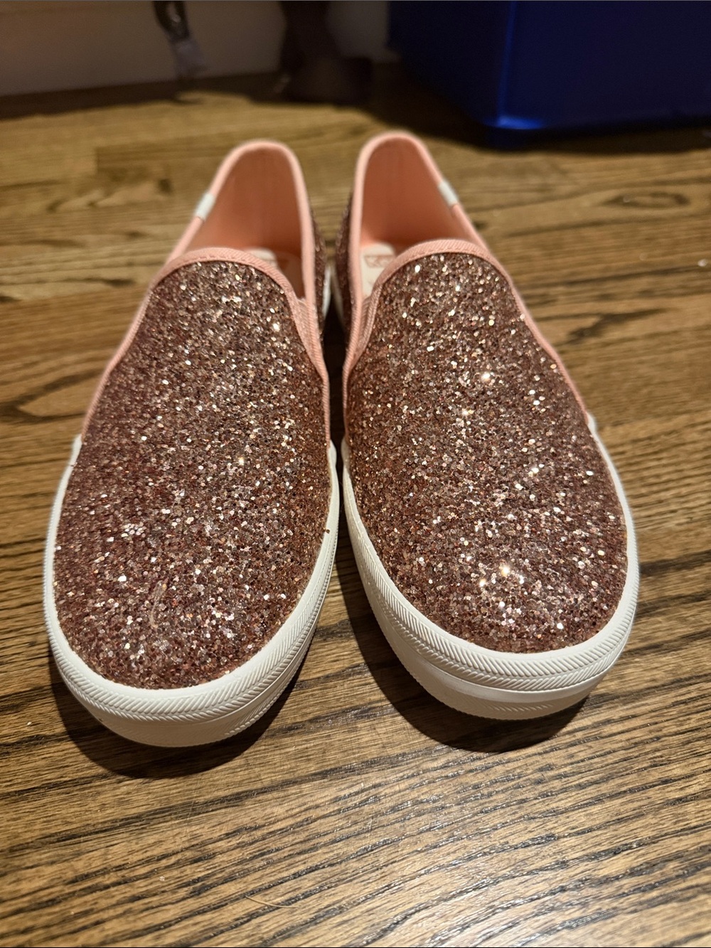 kate spade Rose Gold Glitter Slip-On Mules